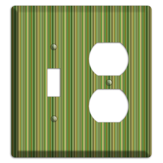 Multi Green Vertical Stripes Toggle / Duplex Wallplate