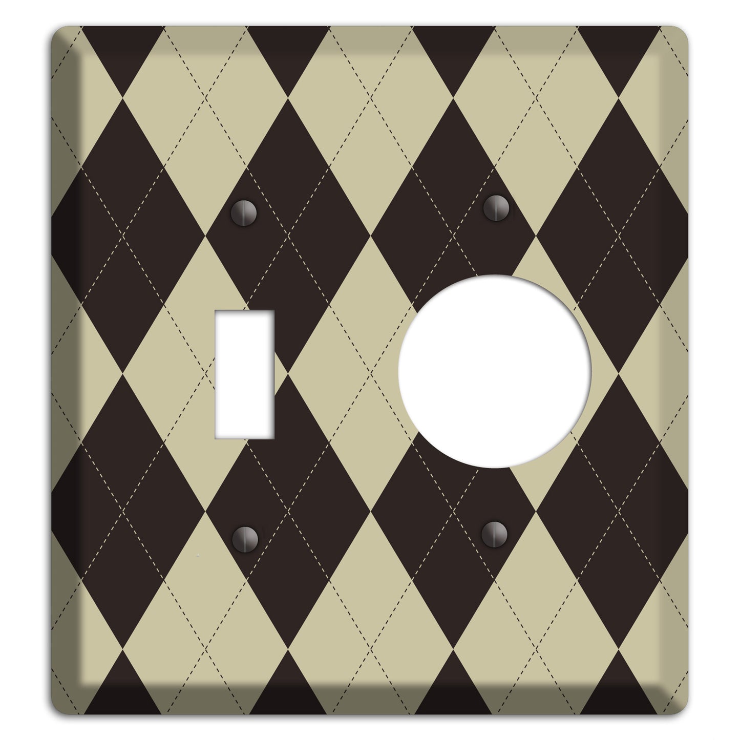 Beige and Black Argyle Toggle / Receptacle Wallplate