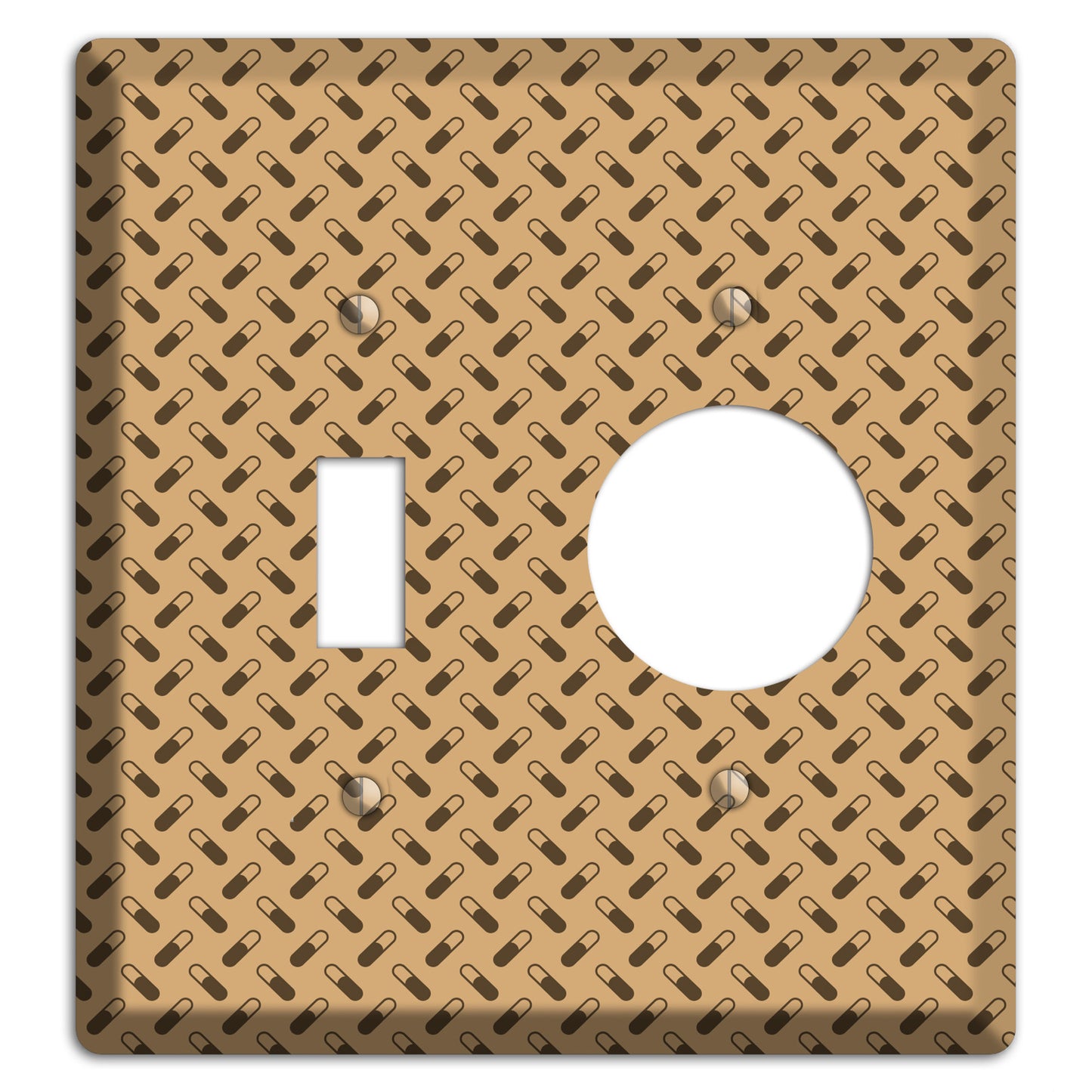 Beige with Brown Motif Toggle / Receptacle Wallplate