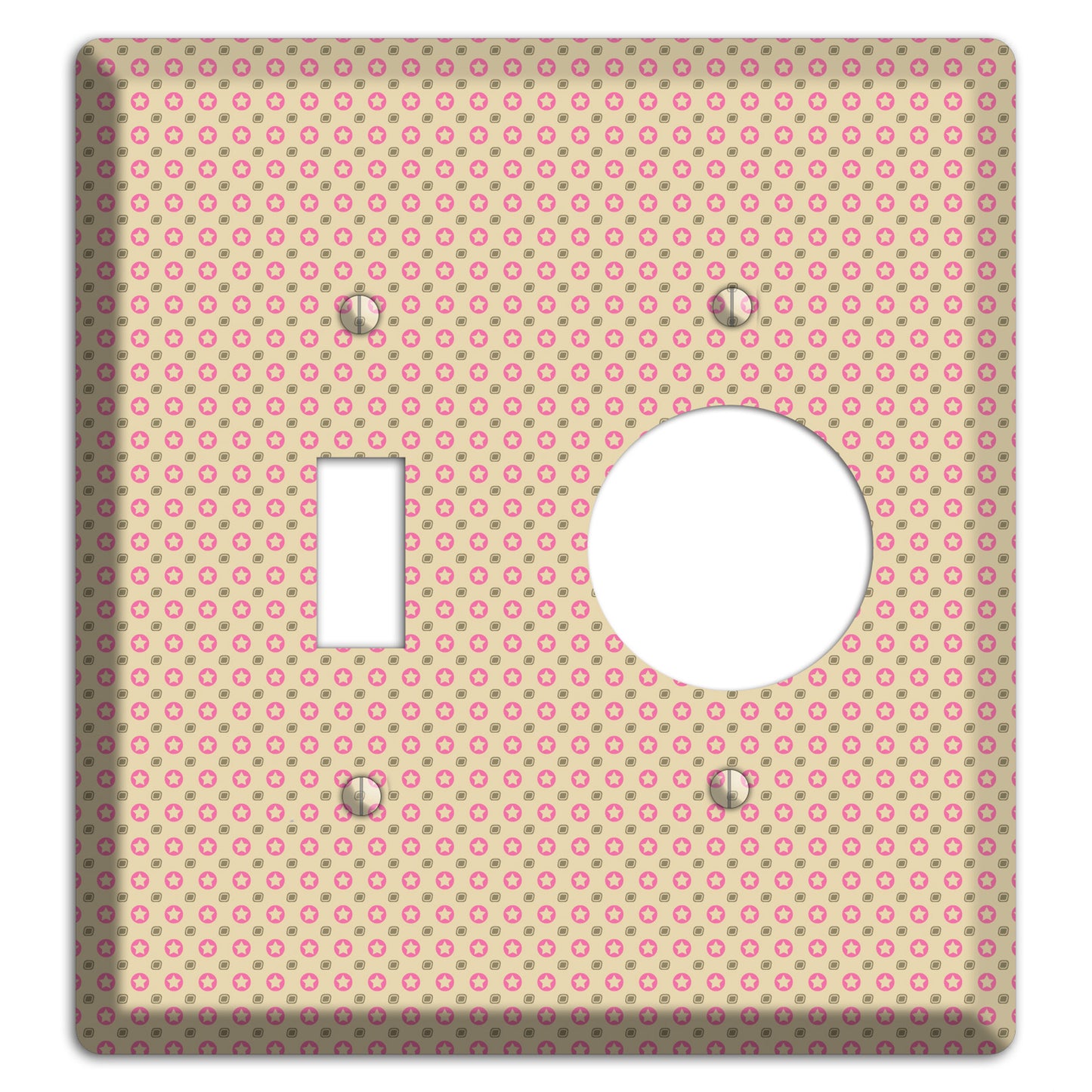 Beige with Pink Stars Toggle / Receptacle Wallplate