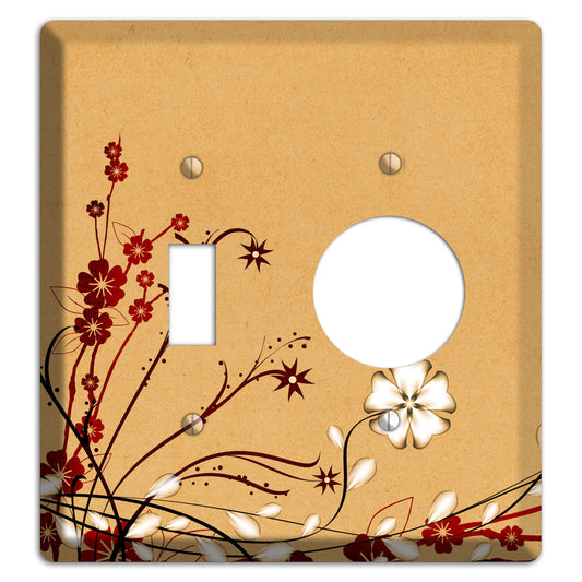 Delicate Red Flowers Toggle / Receptacle Wallplate