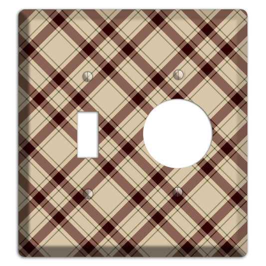 Beige and Brown Plaid Toggle / Receptacle Wallplate