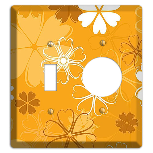 Orange Retro Flowers Toggle / Receptacle Wallplate