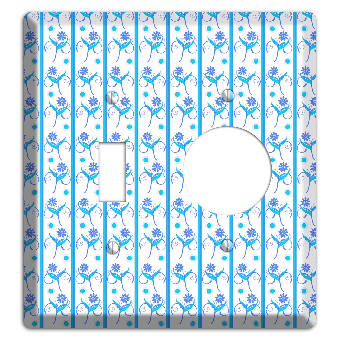 Blue Floral Pattern Toggle / Receptacle Wallplate