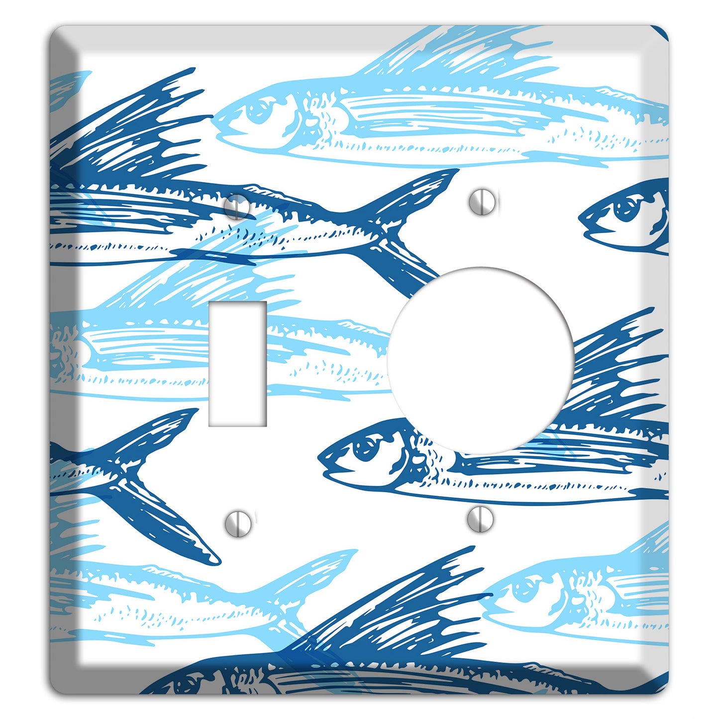 Multi-Blue Fish Toggle / Receptacle Wallplate