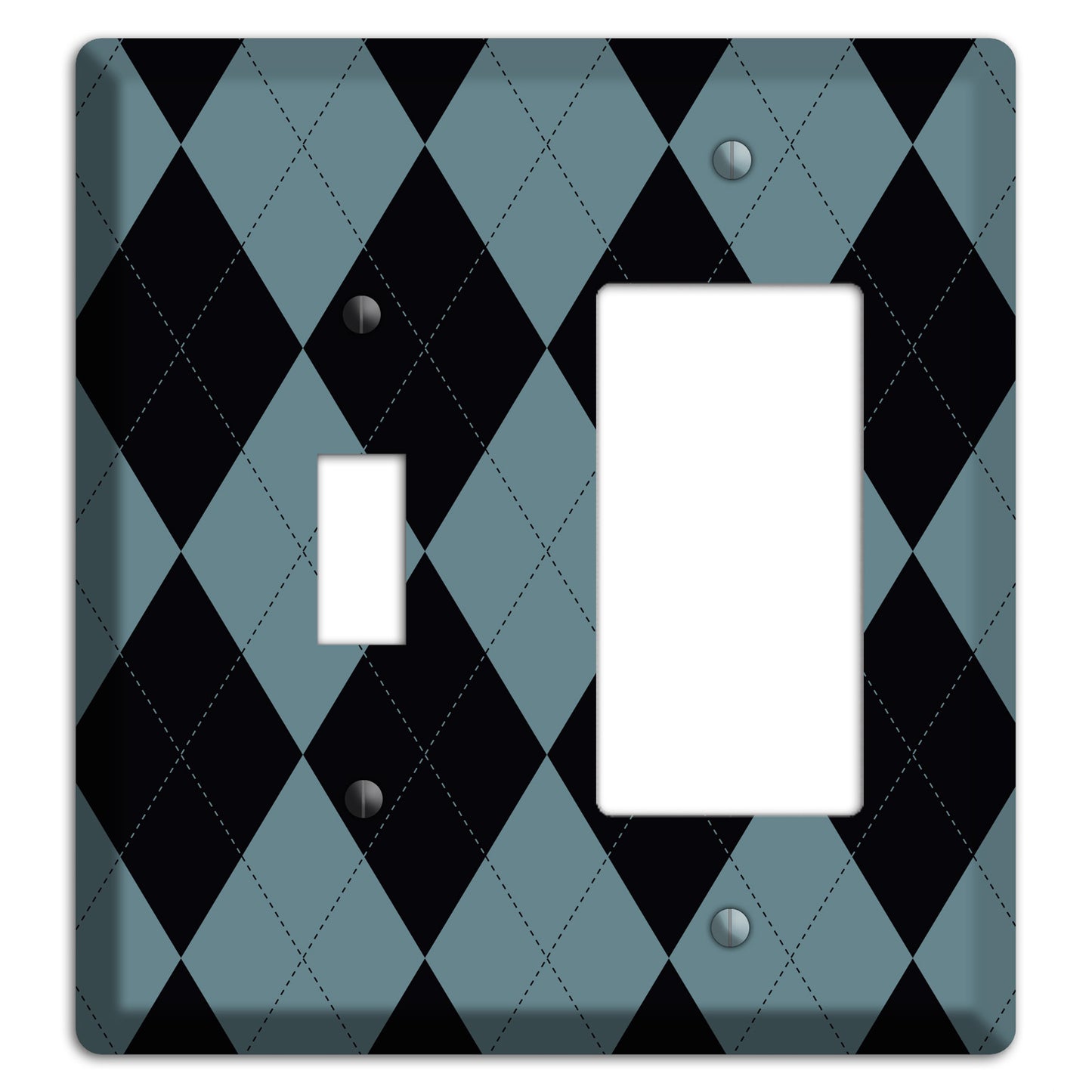 Blue and Black Argyle Toggle / Rocker Wallplate