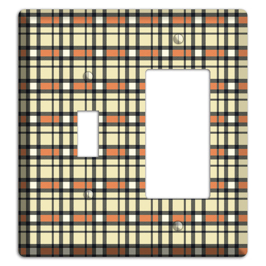 Beige and Brown Plaid Toggle / Rocker Wallplate