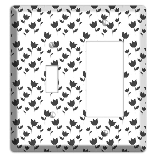 Black and White Tulips Toggle / Rocker Wallplate