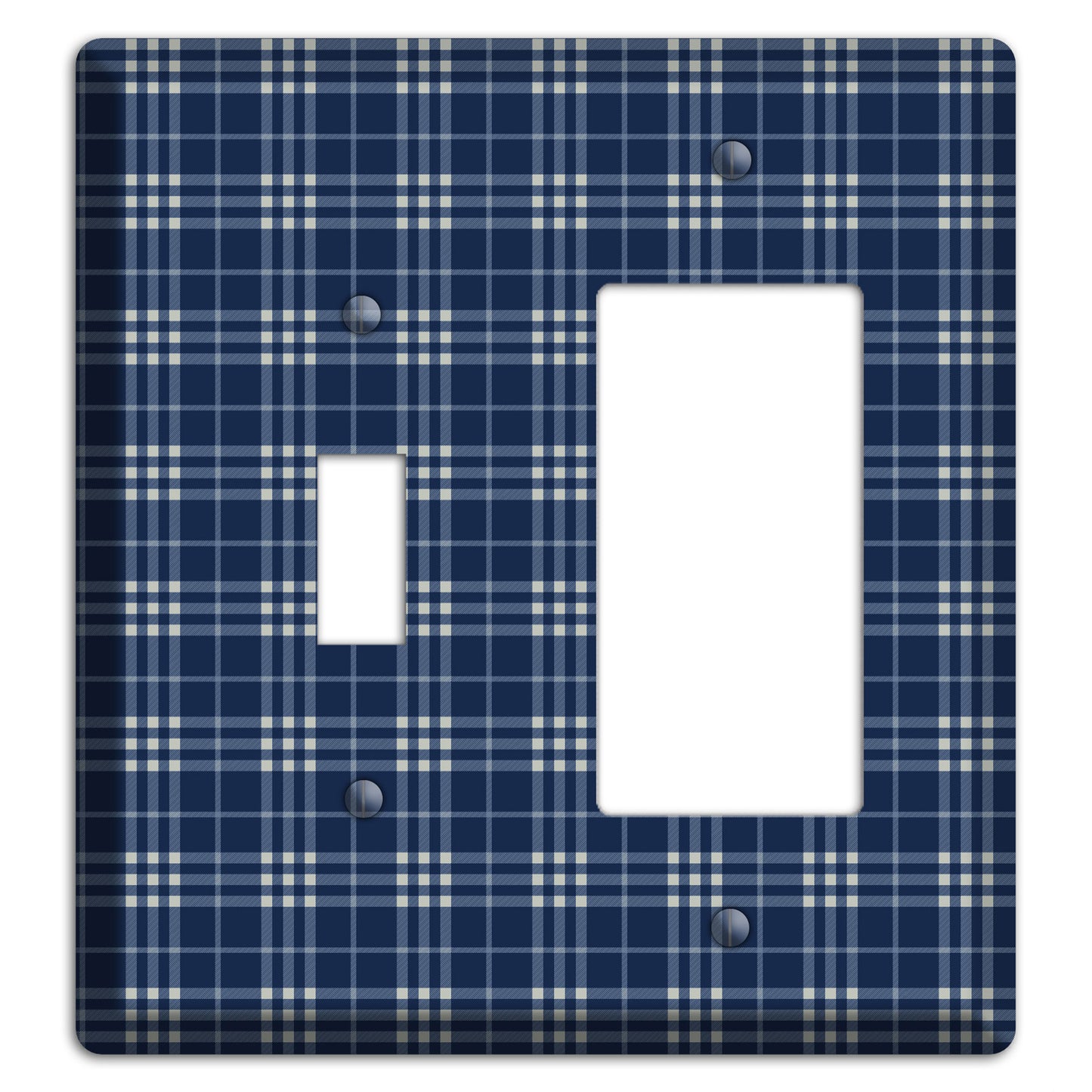 Blue and White Plaid Toggle / Rocker Wallplate