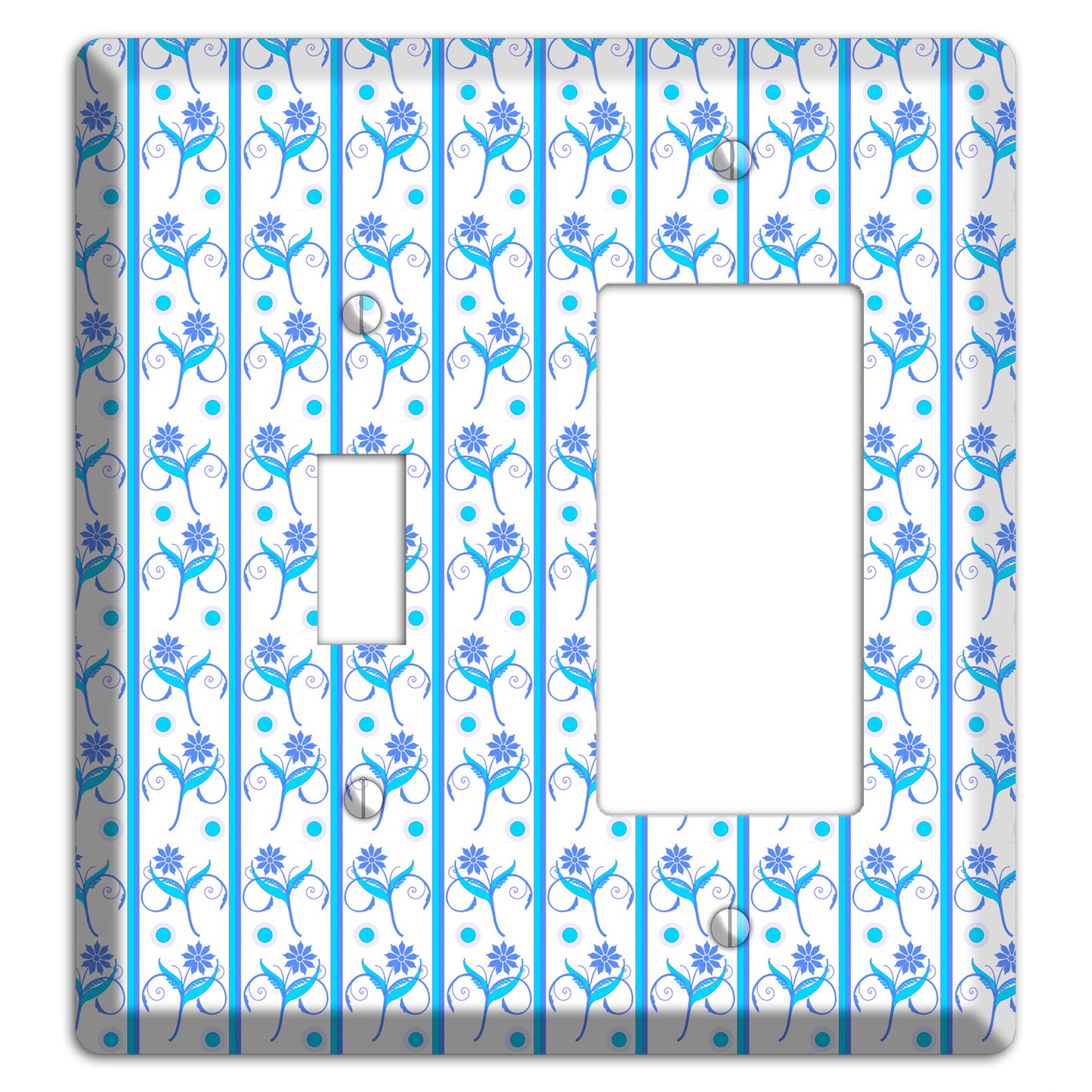 Blue Floral Pattern Toggle / Rocker Wallplate