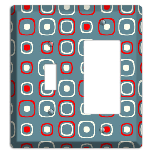 Blue and Red Rounded Squares Toggle / Rocker Wallplate