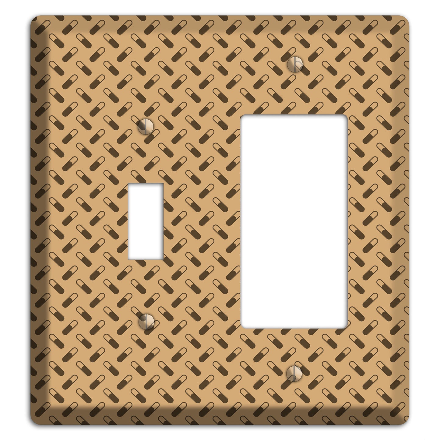 Beige with Brown Motif Toggle / Rocker Wallplate