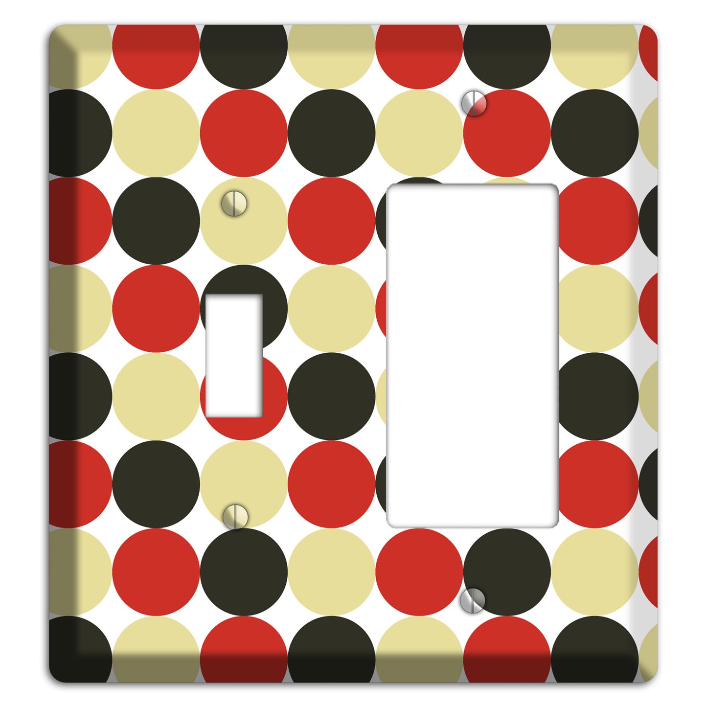 Beige Red Black Tiled Dots Toggle / Rocker Wallplate