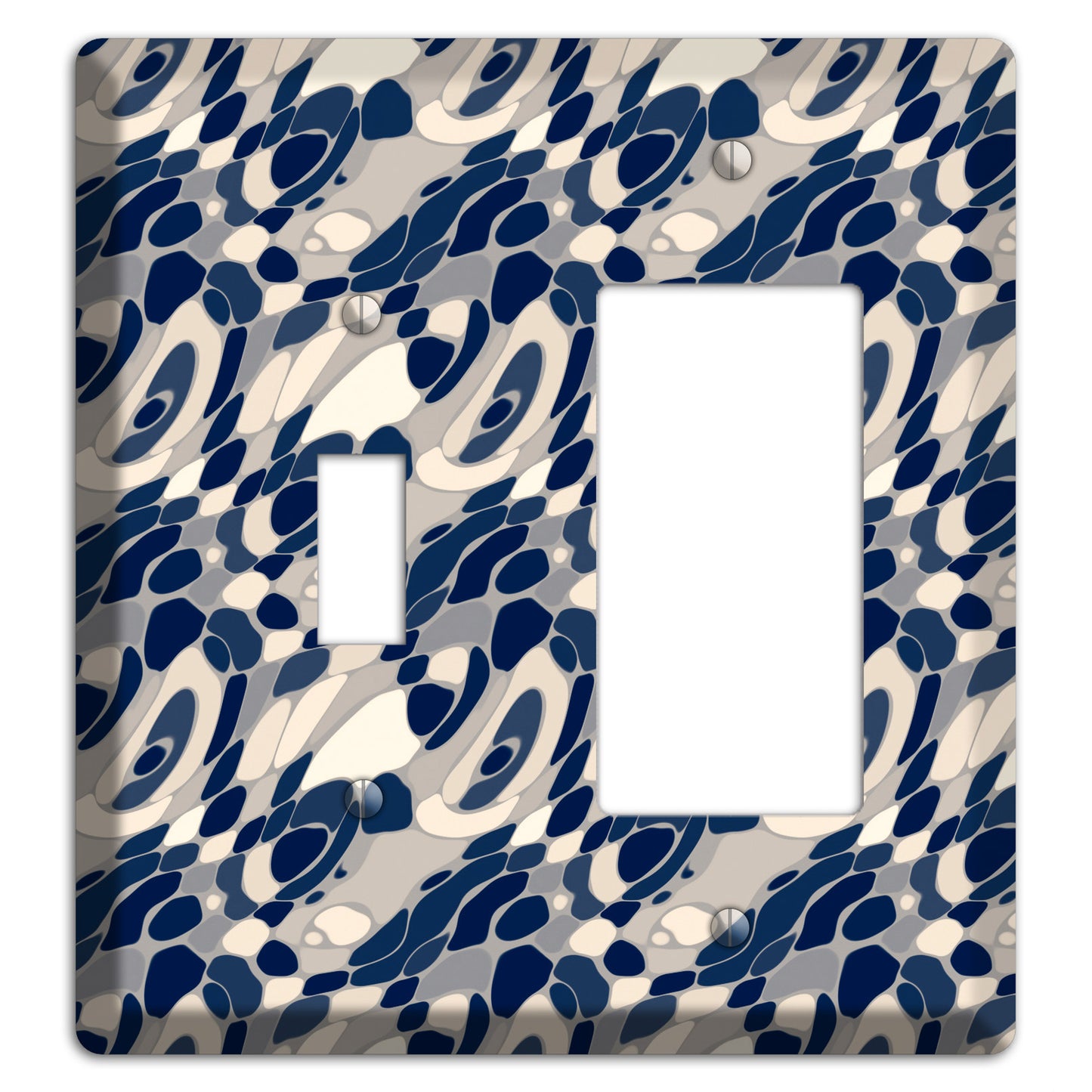 Blue and Beige Large Abstract Toggle / Rocker Wallplate