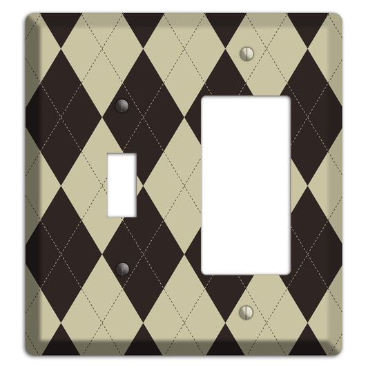 Beige and Black Argyle Toggle / Rocker Wallplate