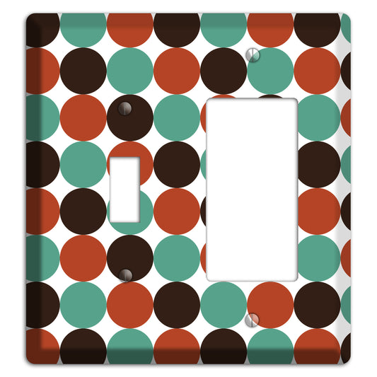 Black Teal Maroon Dots Toggle / Rocker Wallplate