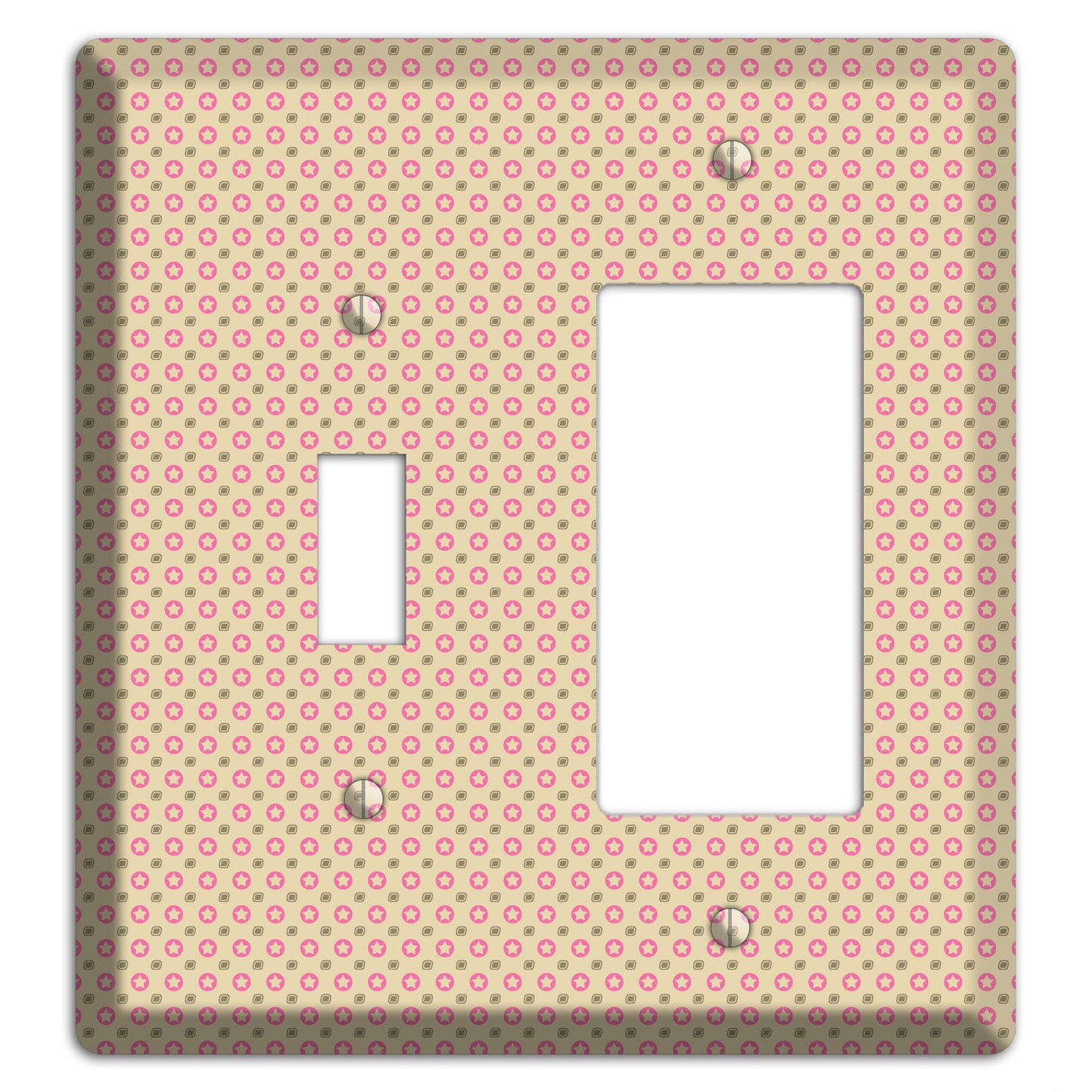 Beige with Pink Stars Toggle / Rocker Wallplate