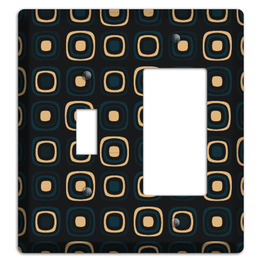 Black and Yellow Rounded Squares Toggle / Rocker Wallplate