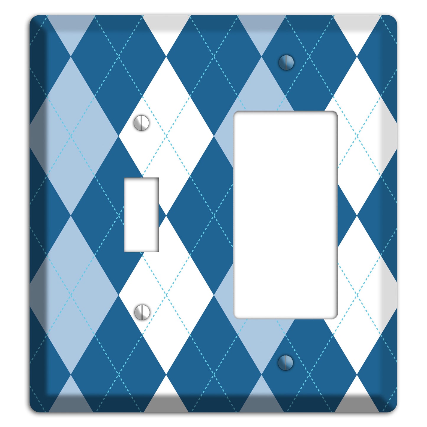 Blue Argyle Toggle / Rocker Wallplate