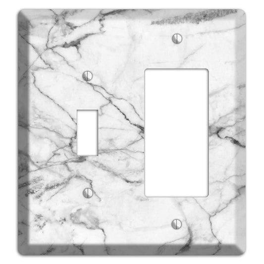 White and Gray Marble Toggle / Rocker Wallplate