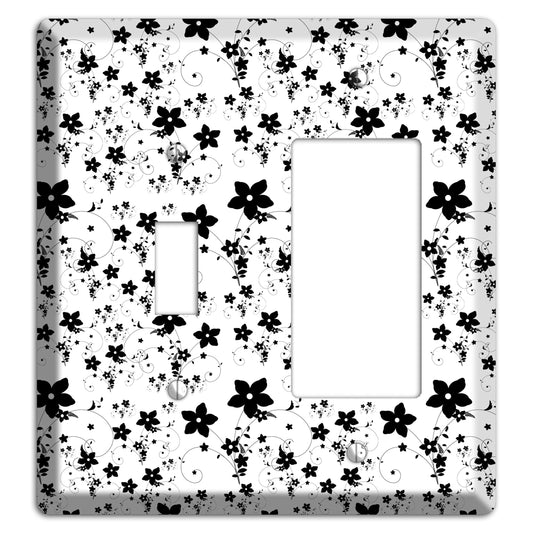 Black and White Flowers Toggle / Rocker Wallplate