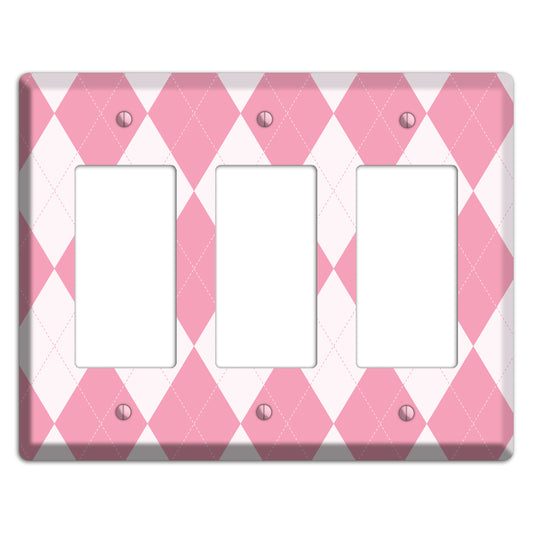 Pink Argyle 3 Rocker Wallplate