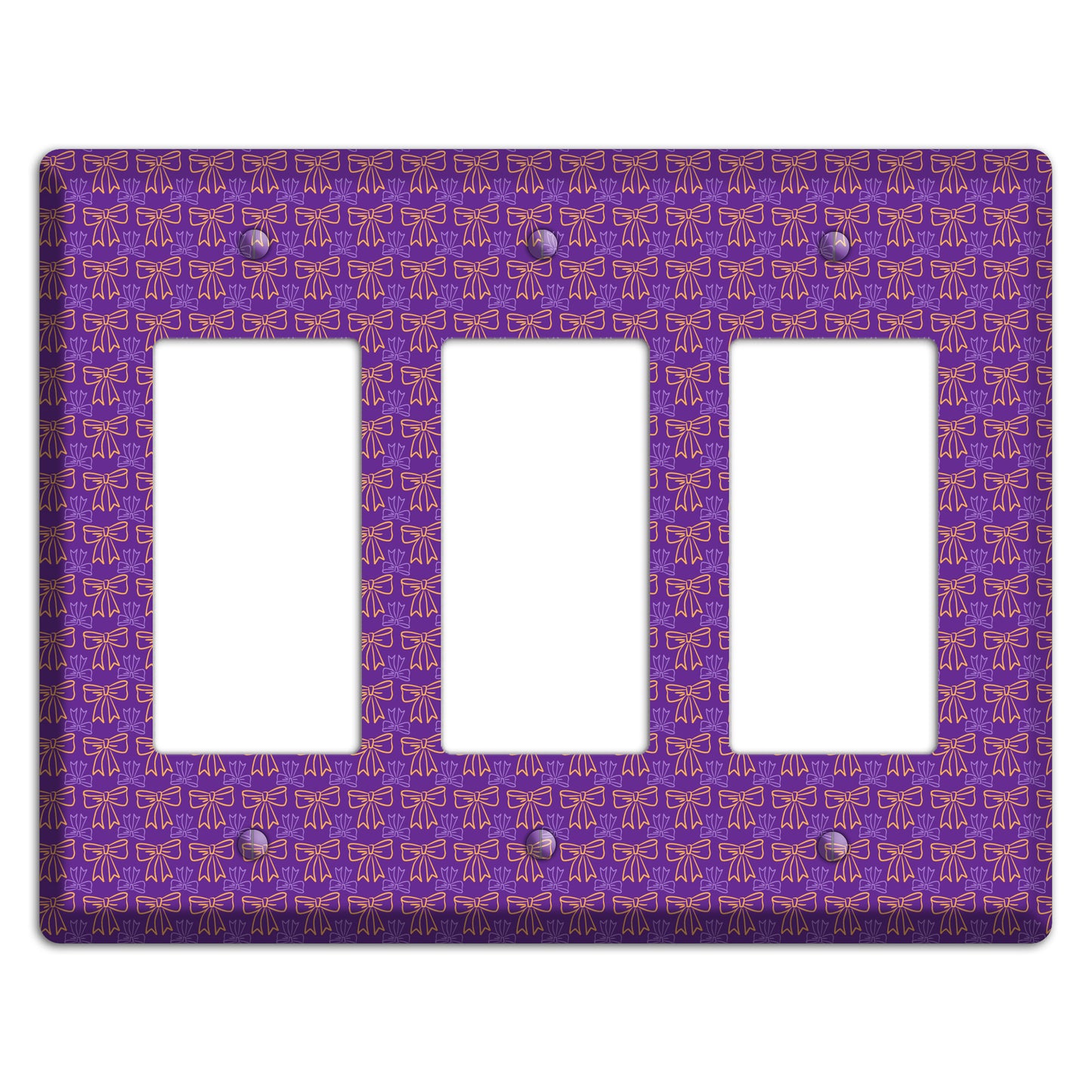 Purple with Pink Bows 3 Rocker Wallplate