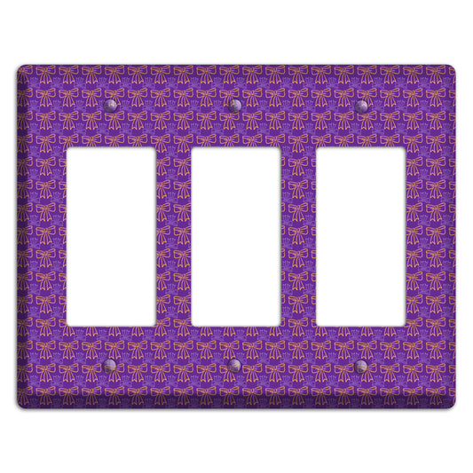 Purple with Pink Bows 3 Rocker Wallplate