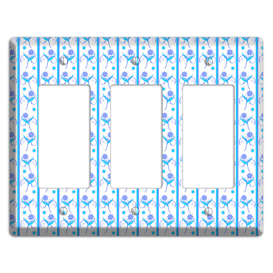 Blue Floral Pattern 3 Rocker Wallplate