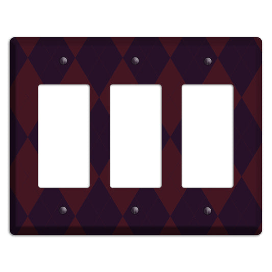 Burgundy Argyle 3 Rocker Wallplate