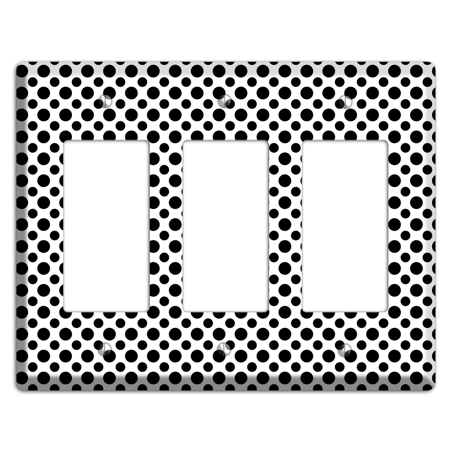 White with Black Multi Small Polka Dots 3 Rocker Wallplate