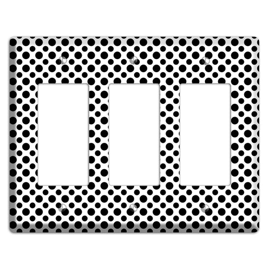 White with Black Multi Small Polka Dots 3 Rocker Wallplate