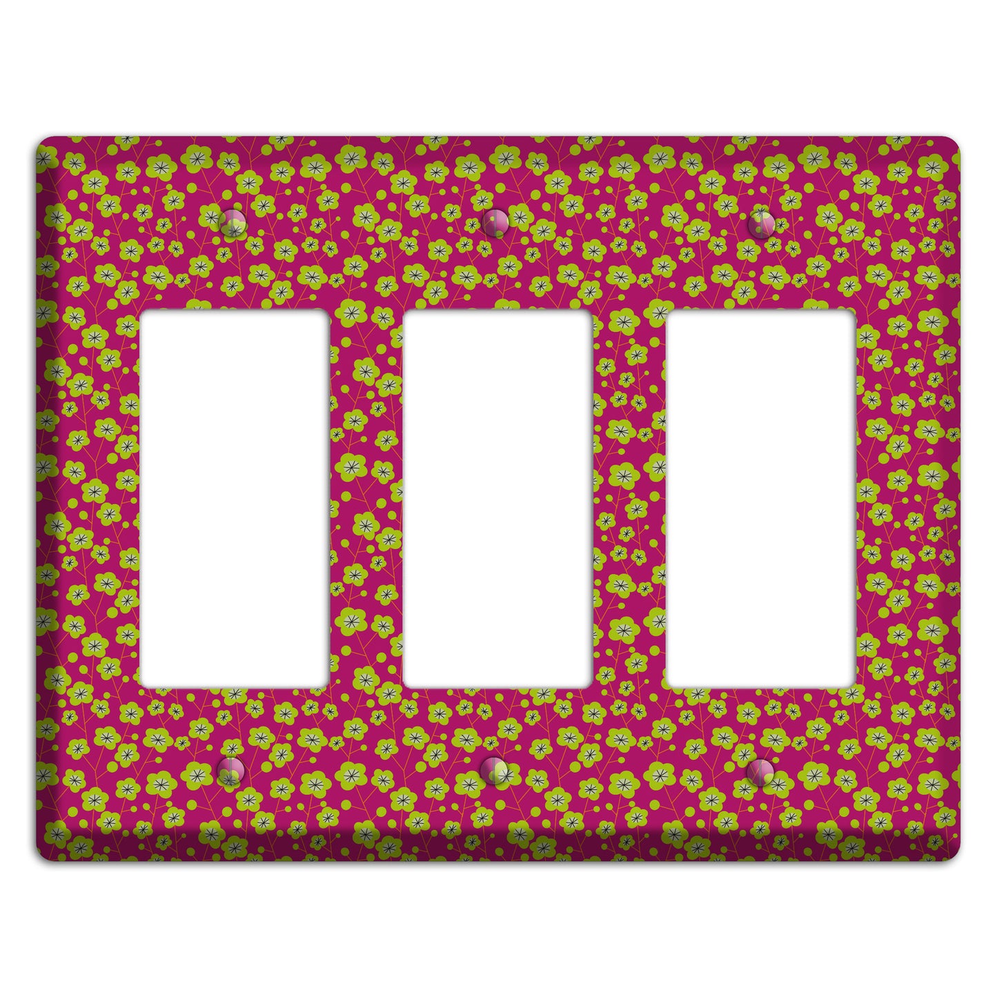 Fuschia and Yellow Calico 3 Rocker Wallplate