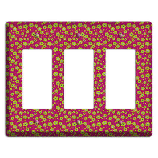 Fuschia and Yellow Calico 3 Rocker Wallplate