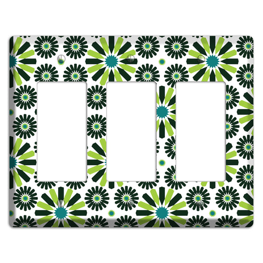 Lime and Teal Scandinavian Floral 3 Rocker Wallplate