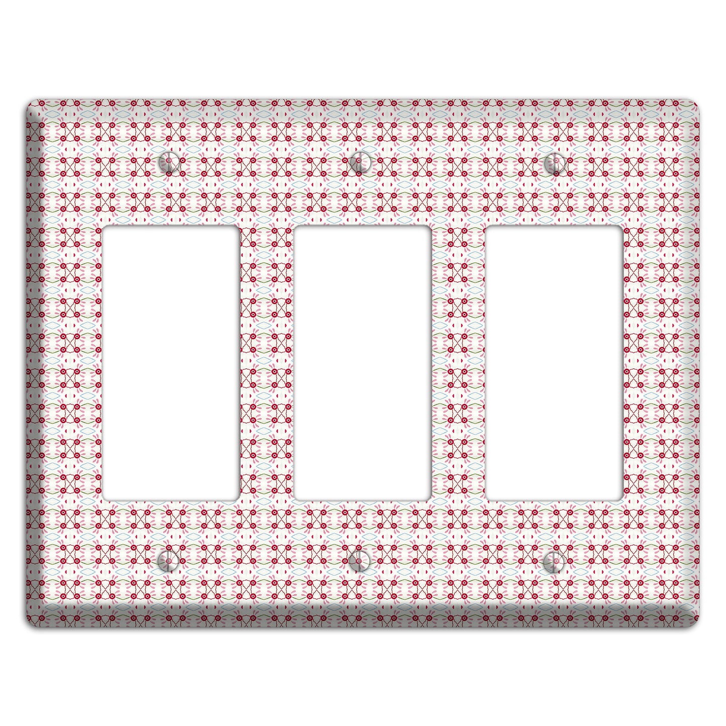 White with Red Ball and Stick Tapestry 3 Rocker Wallplate