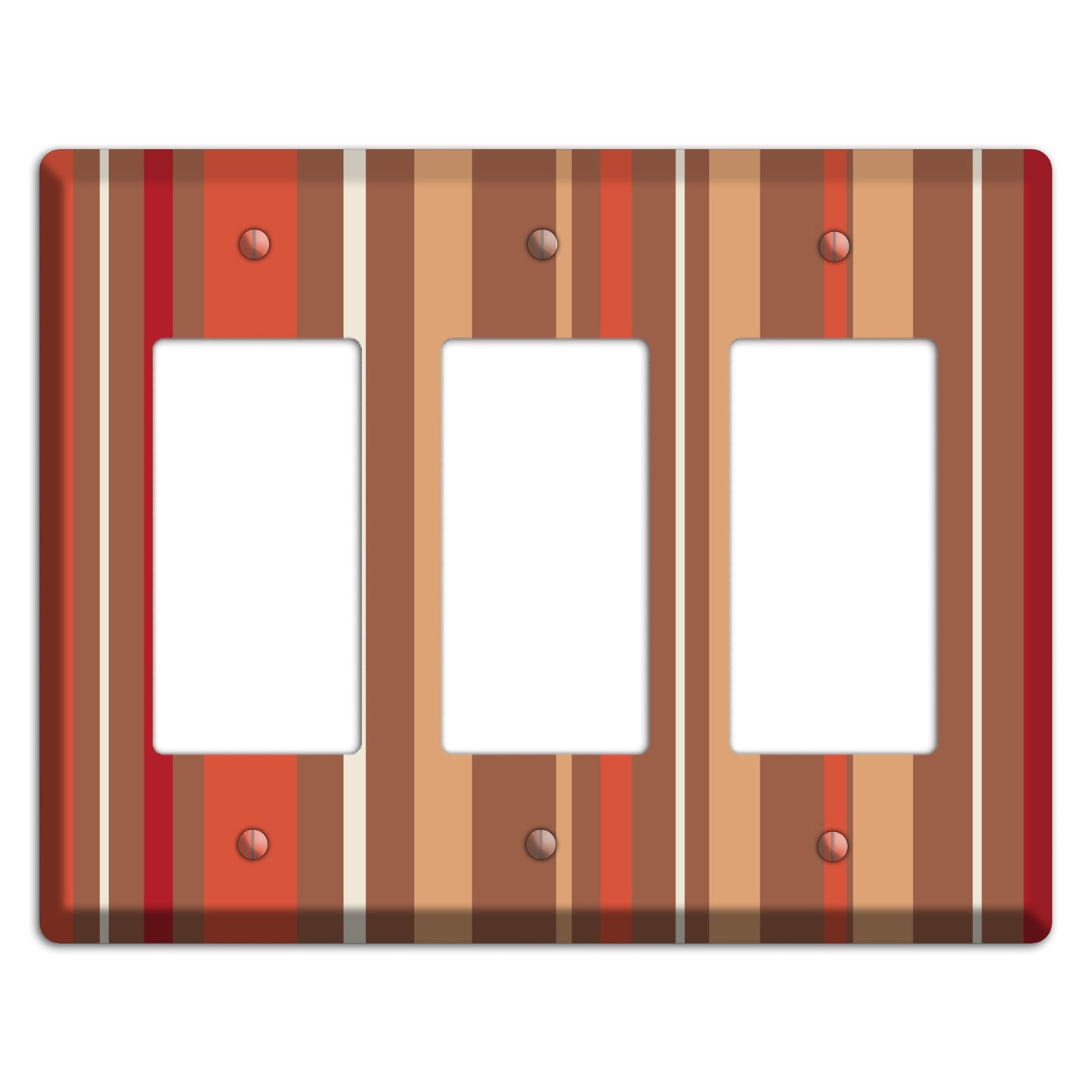 Multi Coral Vertical Stripe 3 Rocker Wallplate