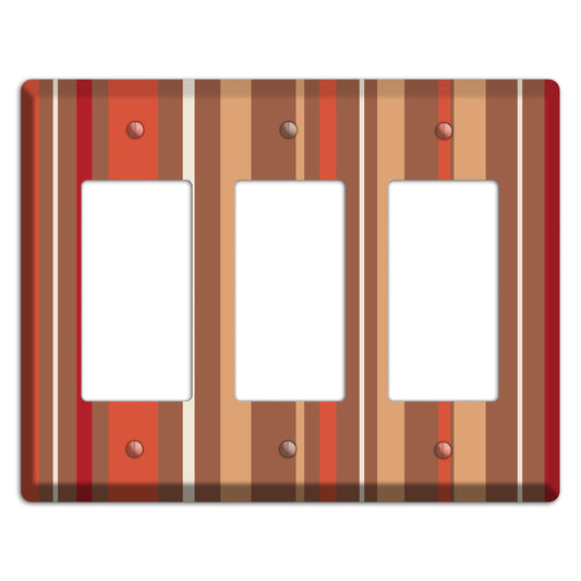 Multi Coral Vertical Stripe 3 Rocker Wallplate