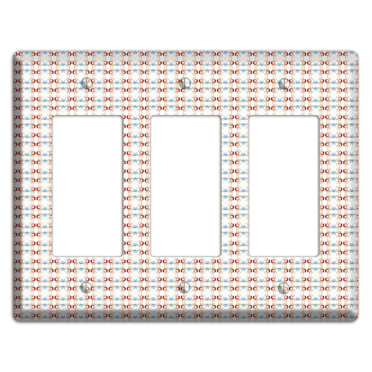 Off White with Red Blue Retro Tapestry 3 Rocker Wallplate