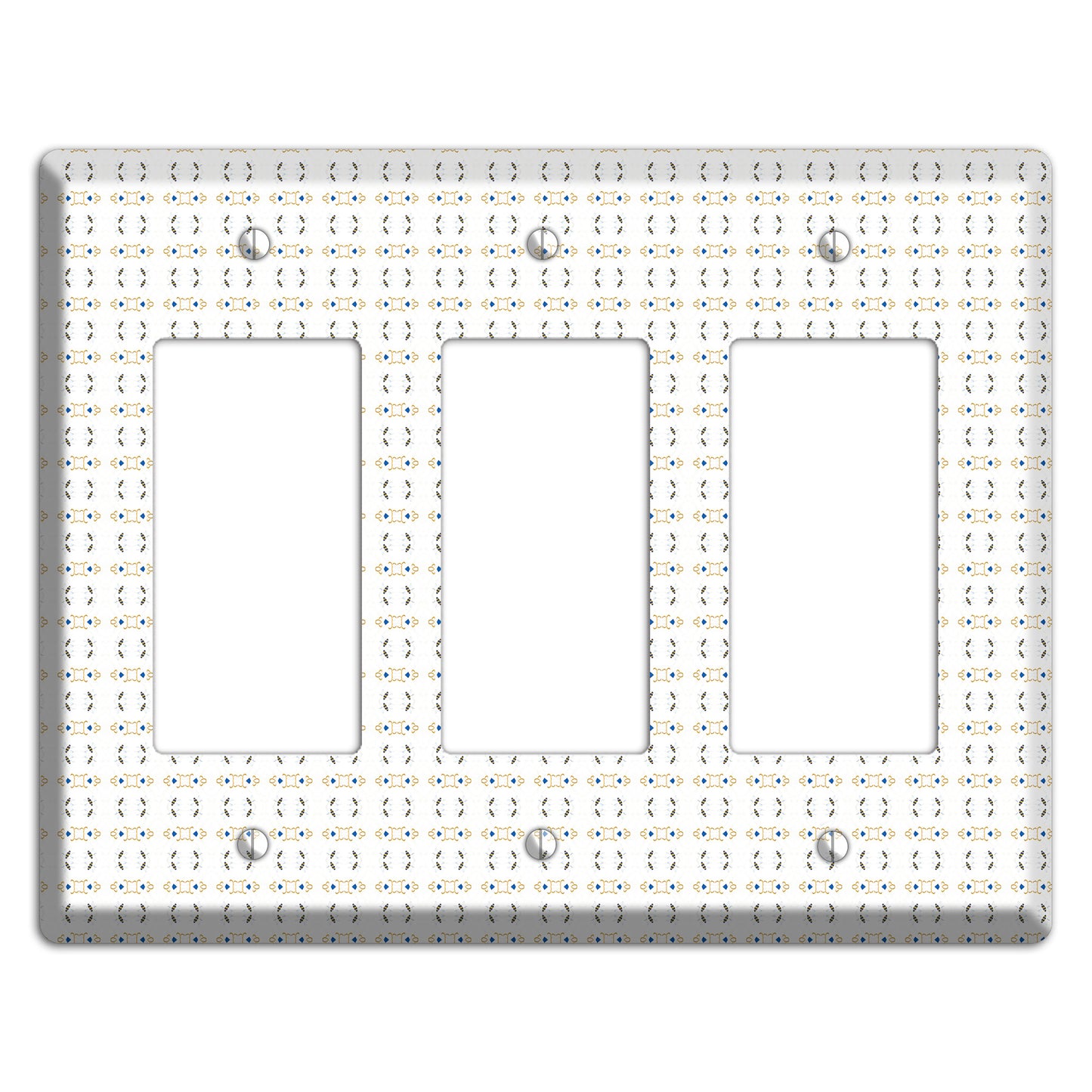 White with Grey and Olive Simple Geometric 3 Rocker Wallplate