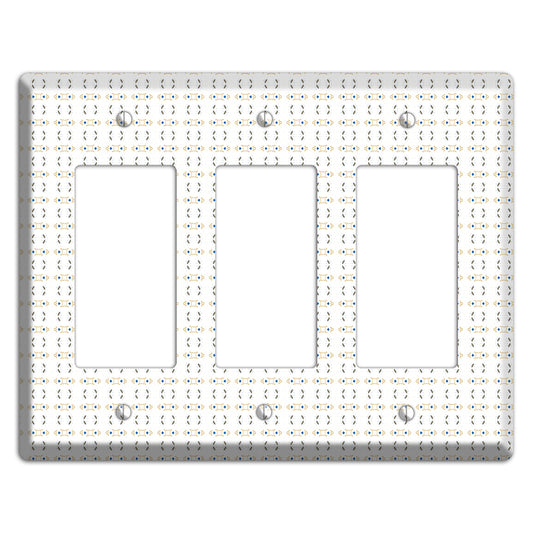 White with Grey and Olive Simple Geometric 3 Rocker Wallplate