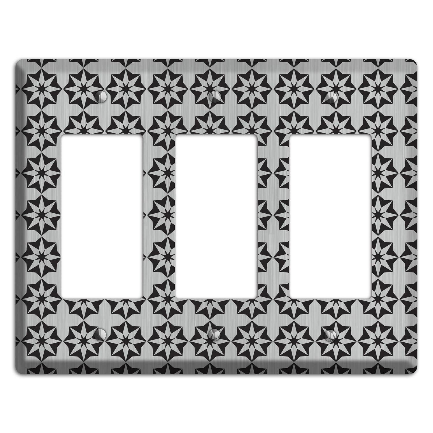 Stainless with Black Foulard 3 Rocker Wallplate