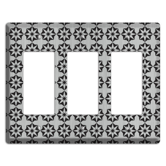 Stainless with Black Foulard 3 Rocker Wallplate