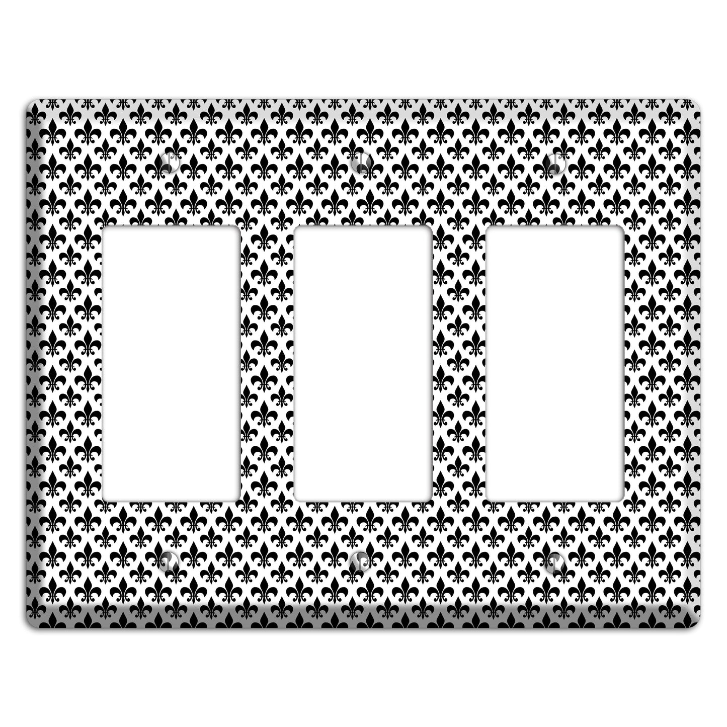 Black and White Fleur de lis 3 Rocker Wallplate