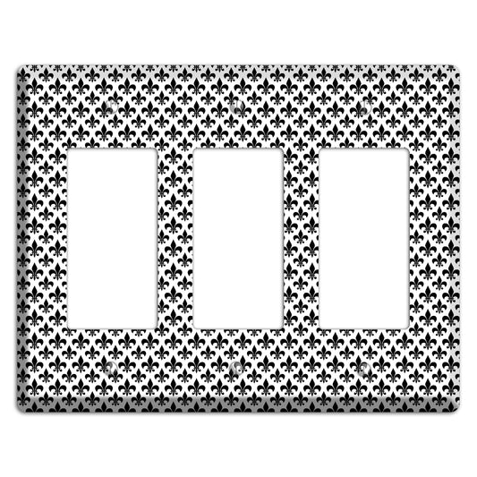 Black and White Fleur de lis 3 Rocker Wallplate