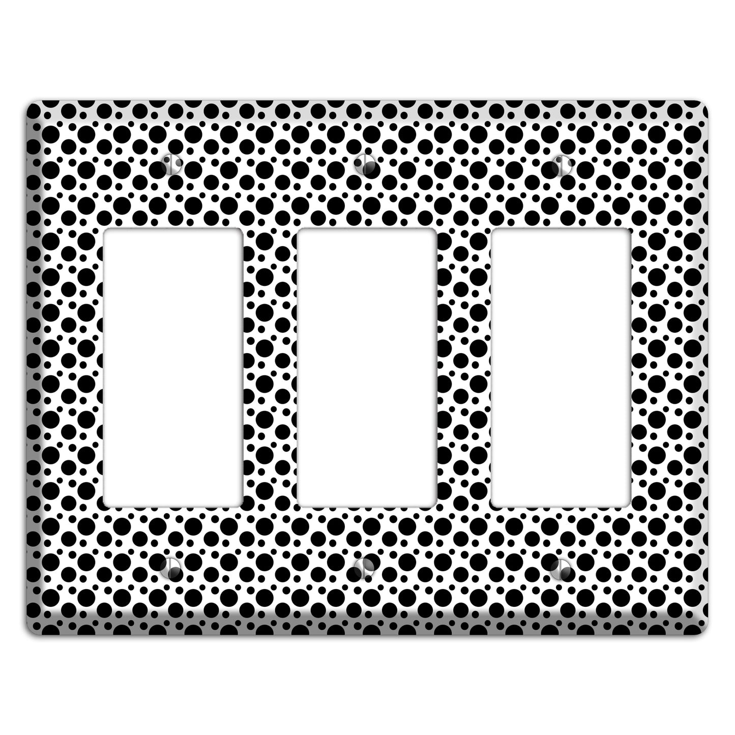 White with Black Small and Tiny Polka Dots 3 Rocker Wallplate