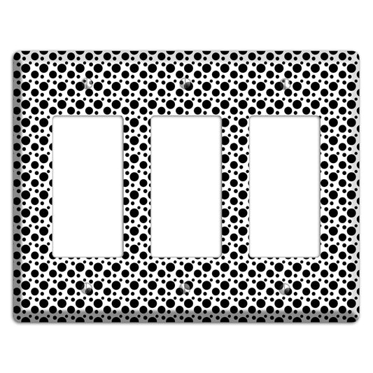 White with Black Small and Tiny Polka Dots 3 Rocker Wallplate