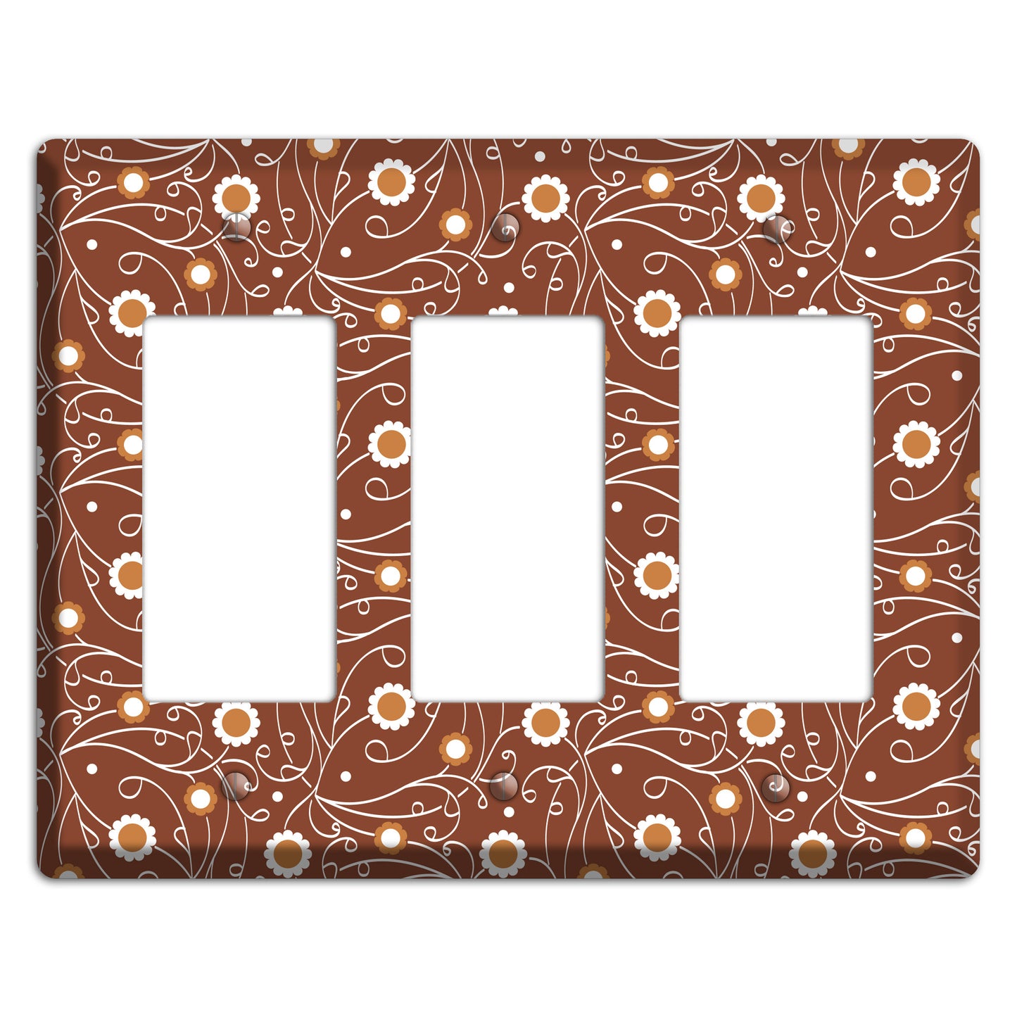 Brown Vine Floral 3 Rocker Wallplate