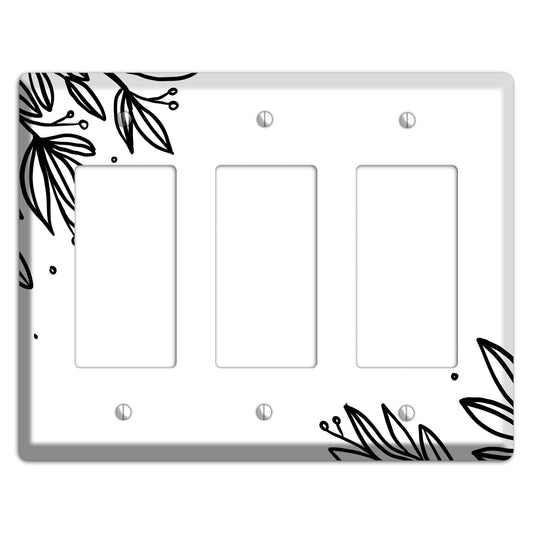 Hand-Drawn Floral 9 3 Rocker Wallplate