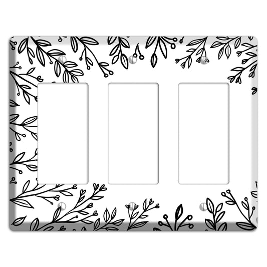 Hand-Drawn Floral 27 3 Rocker Wallplate